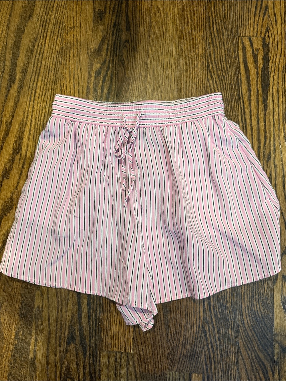 Zara Pink Striped Drawstring Shorts